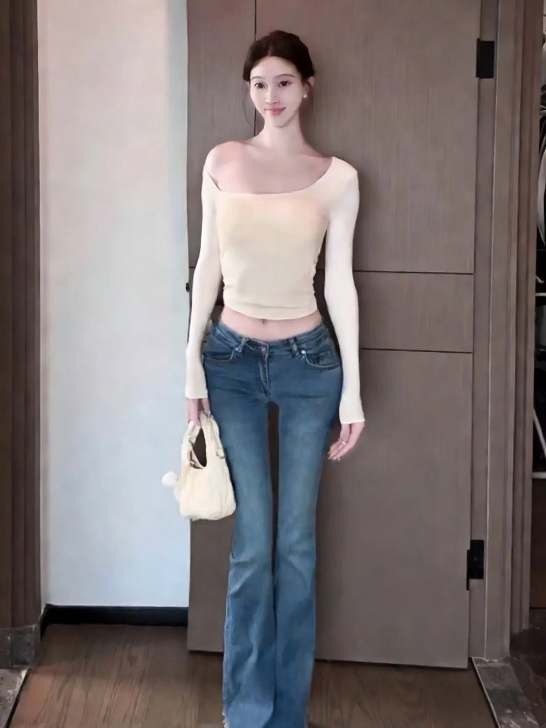 

Low-Waist Slim-Fit Women's Jeans High Butt Enhancing Sl Cotton Stretch Denim Winter Elastici Versatile Ladies Trousers