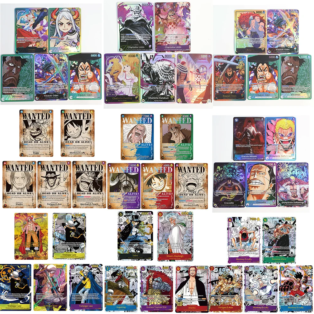 Póster Retro de una pieza DIY, líder múltiple, tarjeta de juego proxy de rol, Luffy, mamá grande, Anime OPCG/PTCG, tarjeta de colección de Anime, 5 uds.