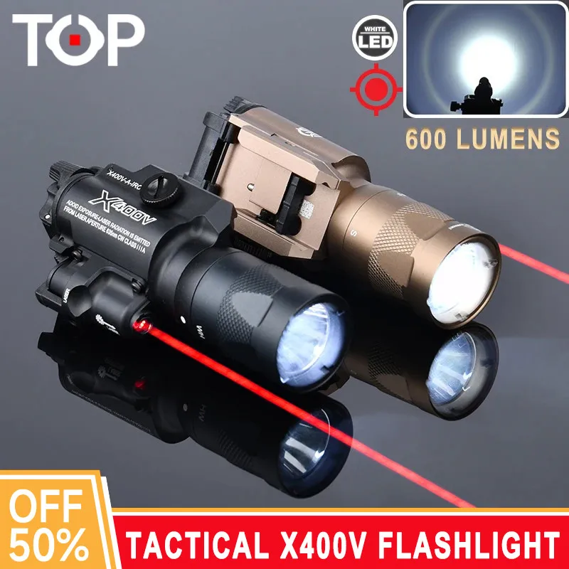 

WADSN X400 X400V Airsfot Tactical Pistol Flashlight Red Dot Aiming Laser Hunting Hanging Scout Light Fit 20mm Picatinny Rail