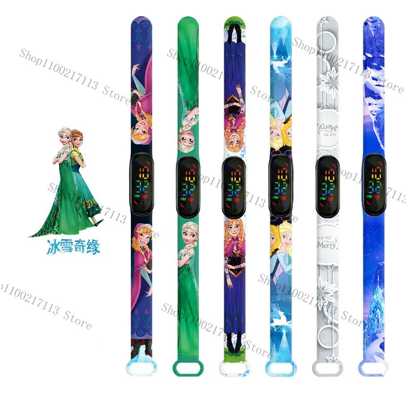 Disney Frozen Children's Watches Anime Character Aisha Anna LED Waterproof Touch Electronic Sports Bracelet Watch kids gifts