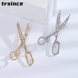 Personality Rhinestone Scissors Brooch Creative Minimalist Alloy Pin Fashion Men's Suit Collar Pin Jewelry Women's Cute Badge