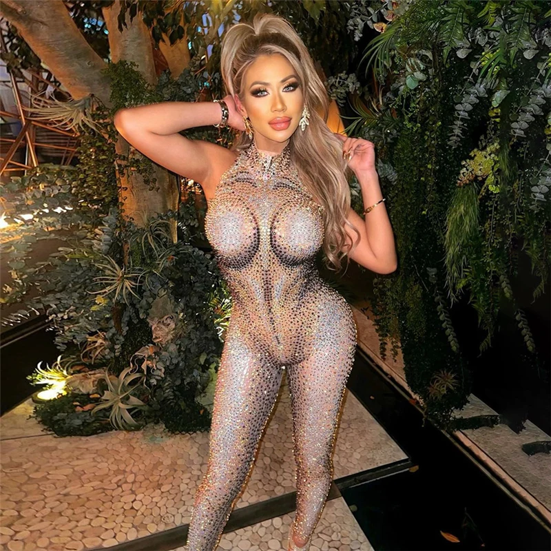 Women Summer3D Fake Print Jumpsuits Fashion Zip-up Turtleneck Sleeveless Body-shaping Overalls Female Overalls Clothing