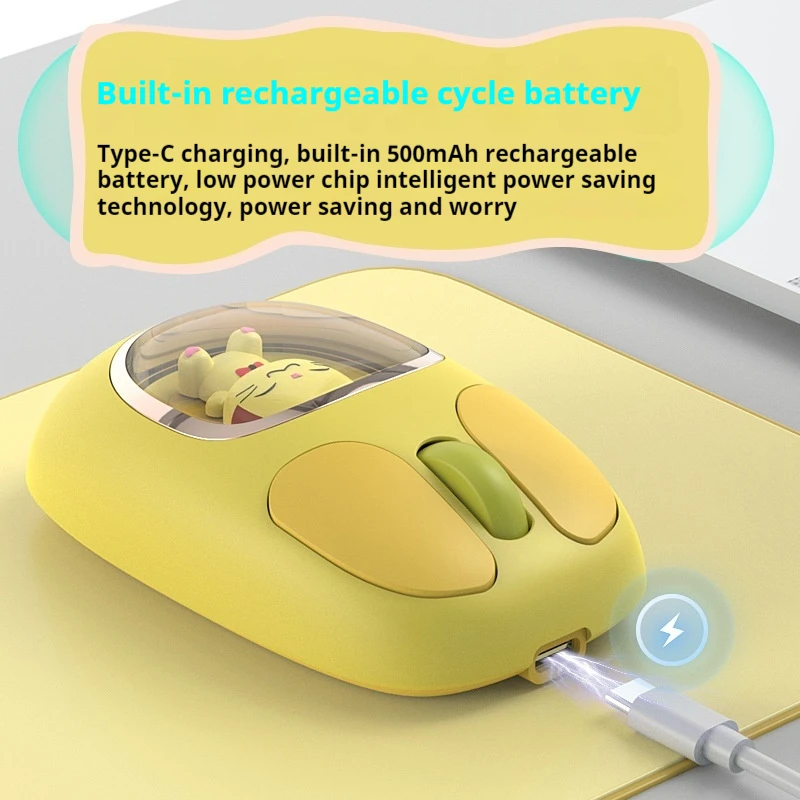 

Cute color wireless mouse office mute wireless Bluetooth three mode doll mouse computer accessories computer tablet universal