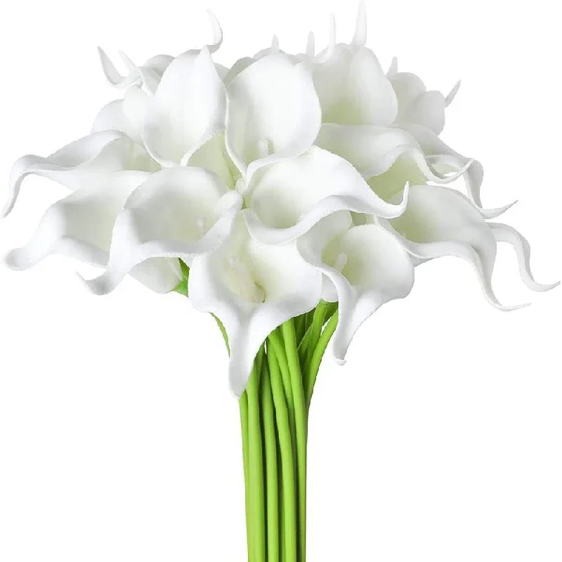 

2/5Pieces Real Touch Calla Lily Artificial Flowers White Wedding Bouquet Bridal Shower Party Home Flower Decoration Fake Flowers