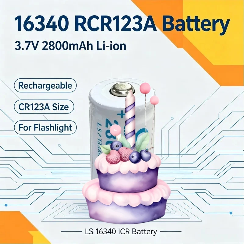For Safety Camera NEW lpega 3.7V 2800mAh 2.8Ah CR123A RCR123 ICR16340 Rechargeable Lithium‑ion Battery