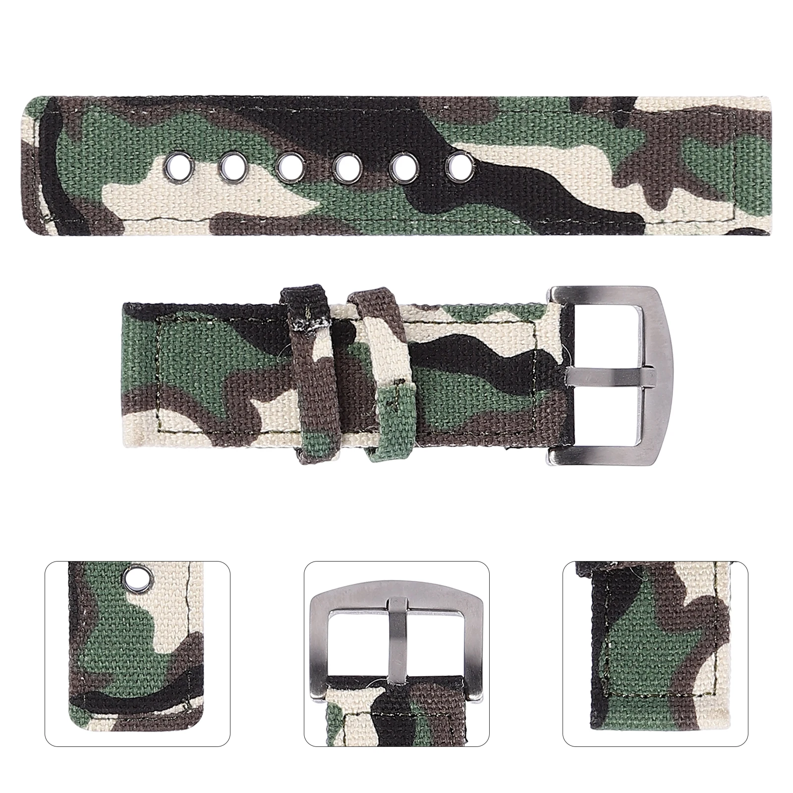 

2Pcs Canvas Watch Strap Nylon Camouflage Wristb for Men Smart Watches Durable Long Service Life Stylish Beautiful