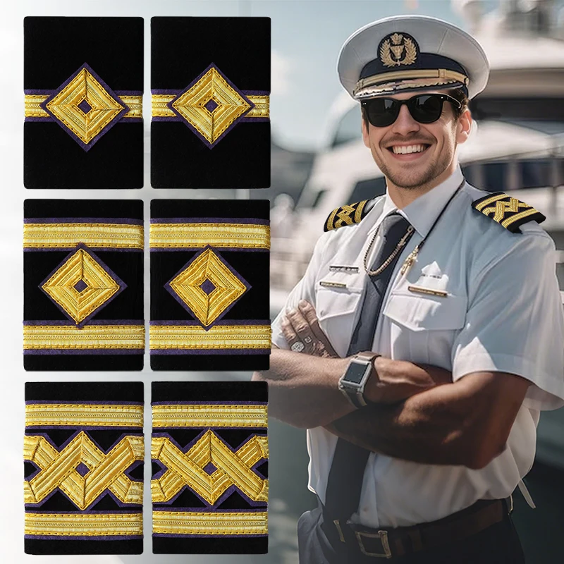

Sailor Epaulette Military Navy Bullion Braid Epaulets T shirt Suit Captain Chief officer shoulder badge epaulettes