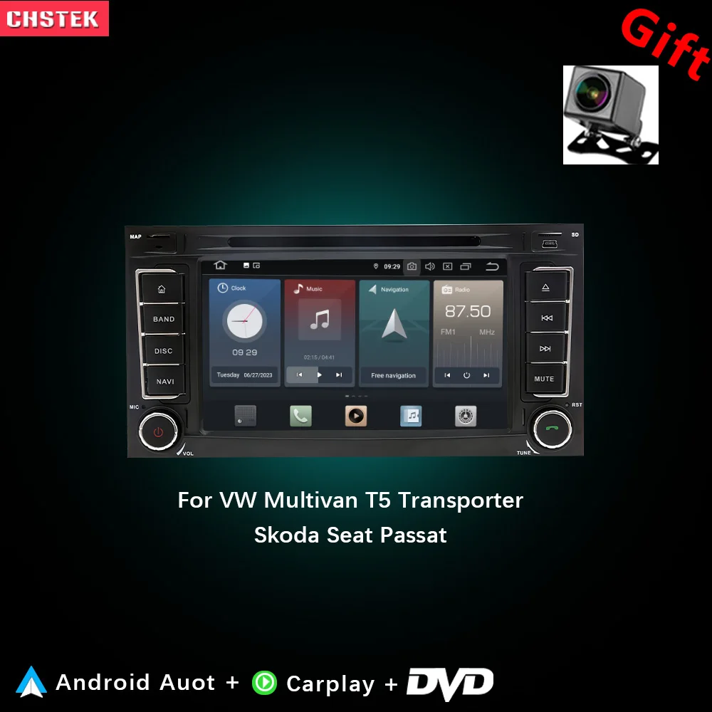 CHSTEK Car Radio DVD Carplay For VW Volkswagen Multivan T5 Touareg 1 7L 2004-2014 Multimedia Bluetooth GPS WIFI Android 14 Audio