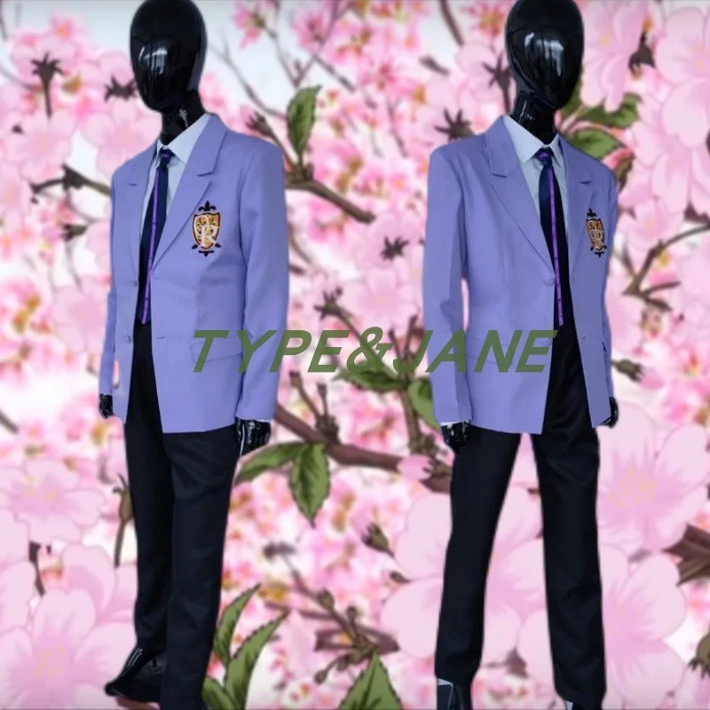 Ouran High School Host Club Cosplay Boy School Uniform Blazer Blue Jacket Coat Haruhi Kyoya Hikaru Takashi Halloween Costume