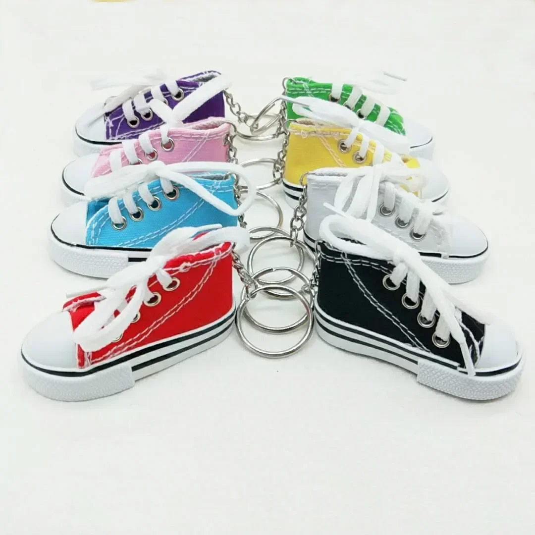 New Creative 3D Canvas Sneaker Tennis Shoe Keychain Cute Mini Sport Shoes Pendant Keyrings Car Simulation Trinket Bag Key Holder