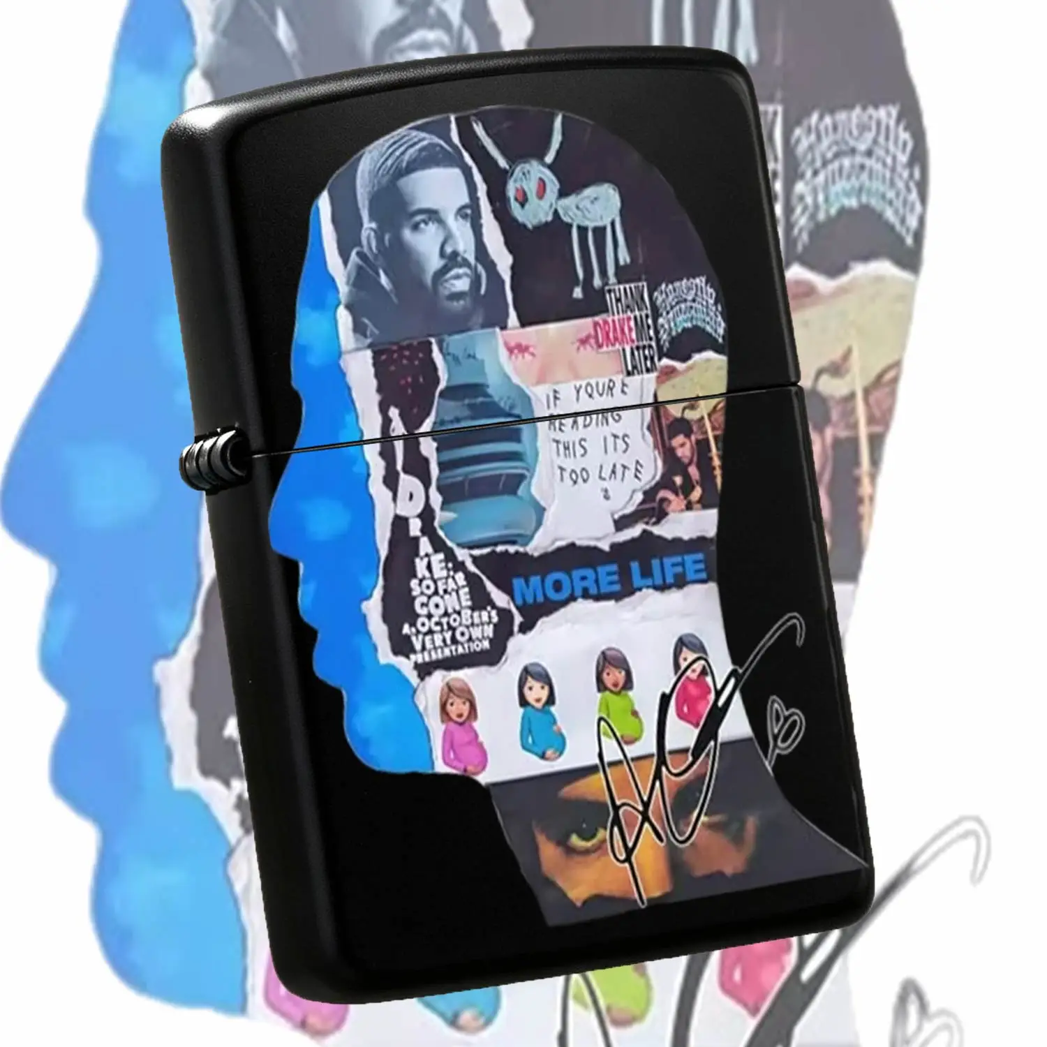 Creative Drake Album Collage Silhouette Lightweight Igniter, Trendy Hip-Hop Fans Peripheral Portable Daily Use Ignition Tool, Multi-Scenario Compatible Personalized Decor Accessory, Exquisite Collectible Gift For Close  A Humorous And Inter
