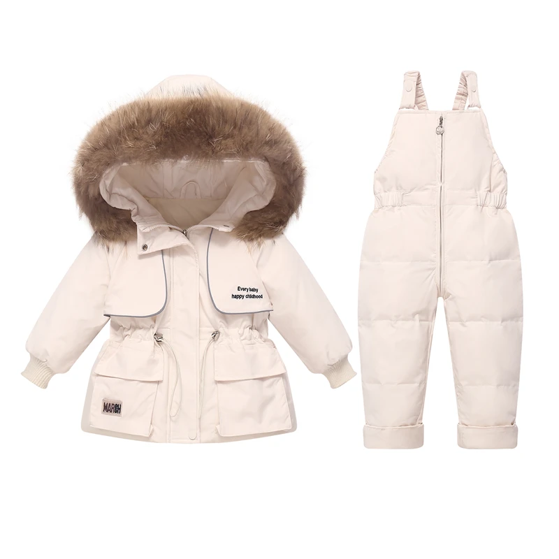 

Winter -30 Degree Children Down Jacket Jumpsuit 2pcs Baby Boy Parka Girl Toddler Thick Warm Snowsuit Overalls Kids Clothes Set