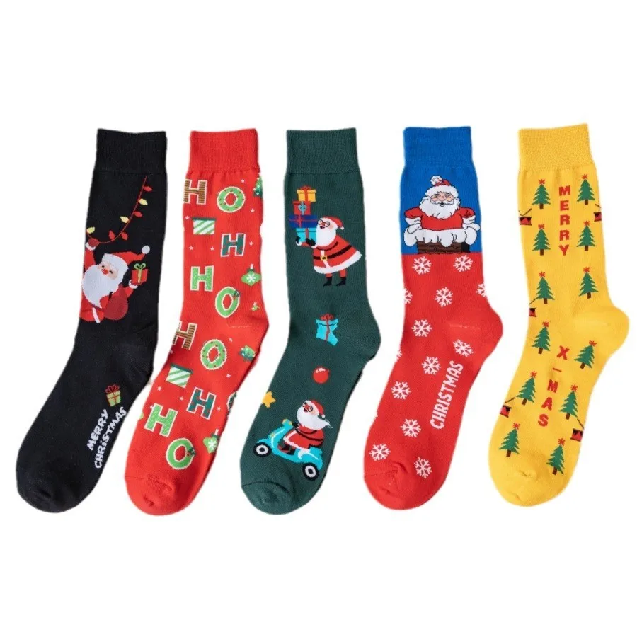 MYORED10 pares de calcetines de Navidad de otoño e invierno, Papá Noel, muñeco de nieve, dibujos animados lindos, versión coreana de ins trend, calcetines de tubo