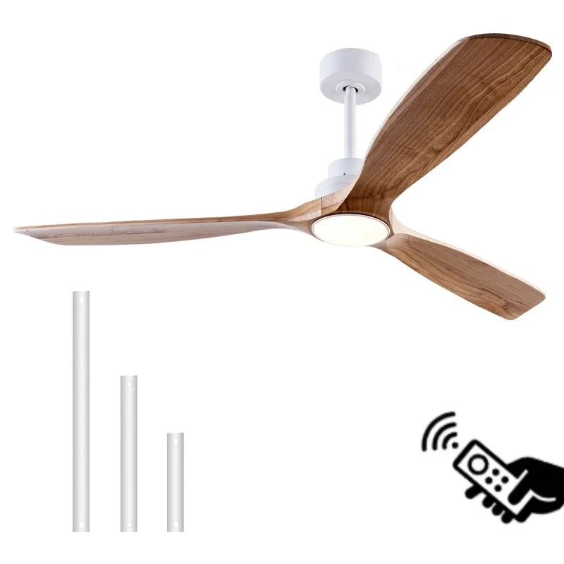 42/52/60 Inch Wood Ceiling Fan with Lights Remote Control Vintage Industrial Quiet DC Motor Ventiladores De Techofor Ceiling Fan