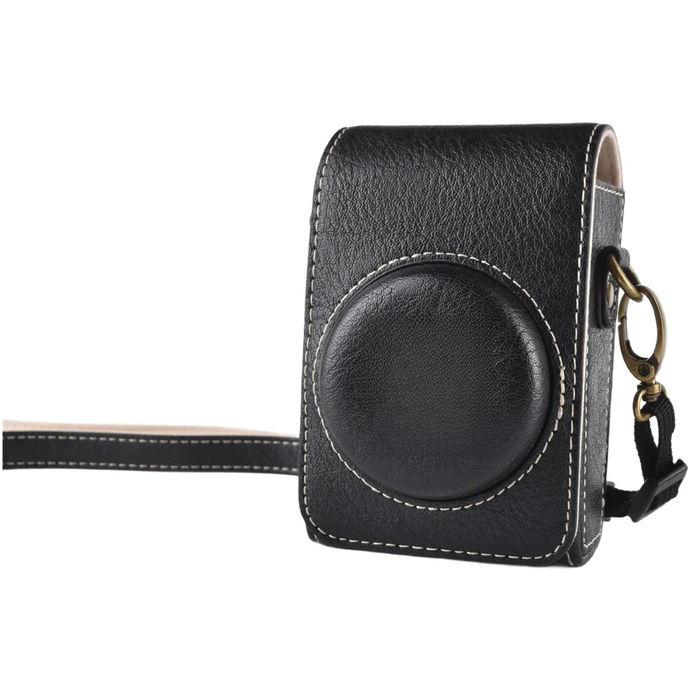 Shockproof PU Leather Camera Pouch for For GR4 with Soft Flannel Interior Magnetic Closure and Belt Loop 12.5x8x7cm