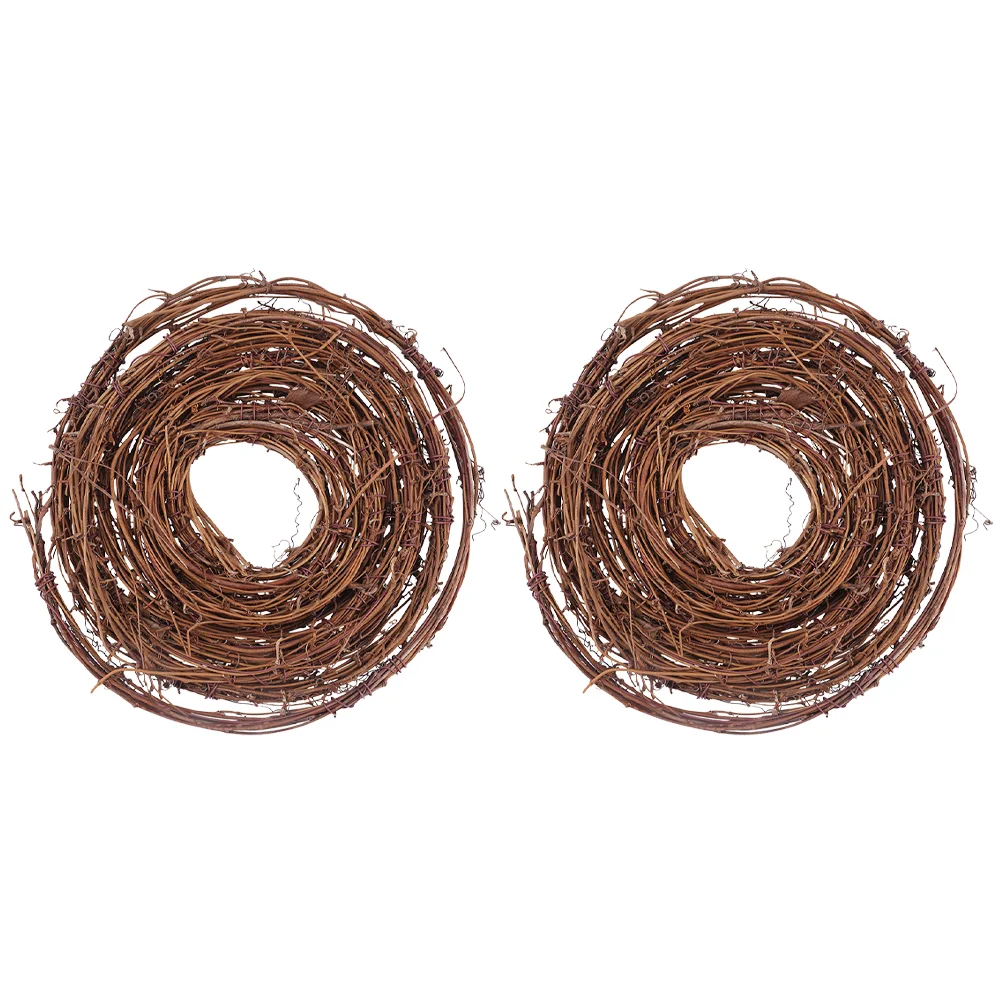 2pcs DIY Wreath Rattan Natural Twig Garland Grapevine Roll Rattan Woven Pendant Rattan Door Wreath Wicker Wreath Frame