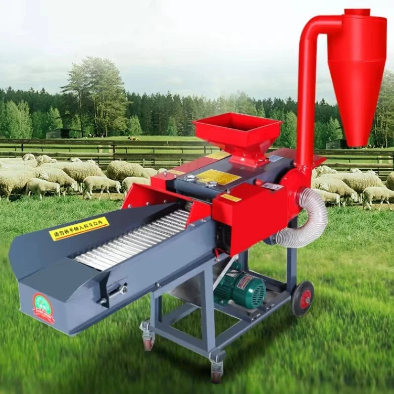 Mini Chuff Straw Crusher Poultry Animal Cattle Feed Making Grass Shredder Silage Chopper hay Fodder Chaff Cutter Machine