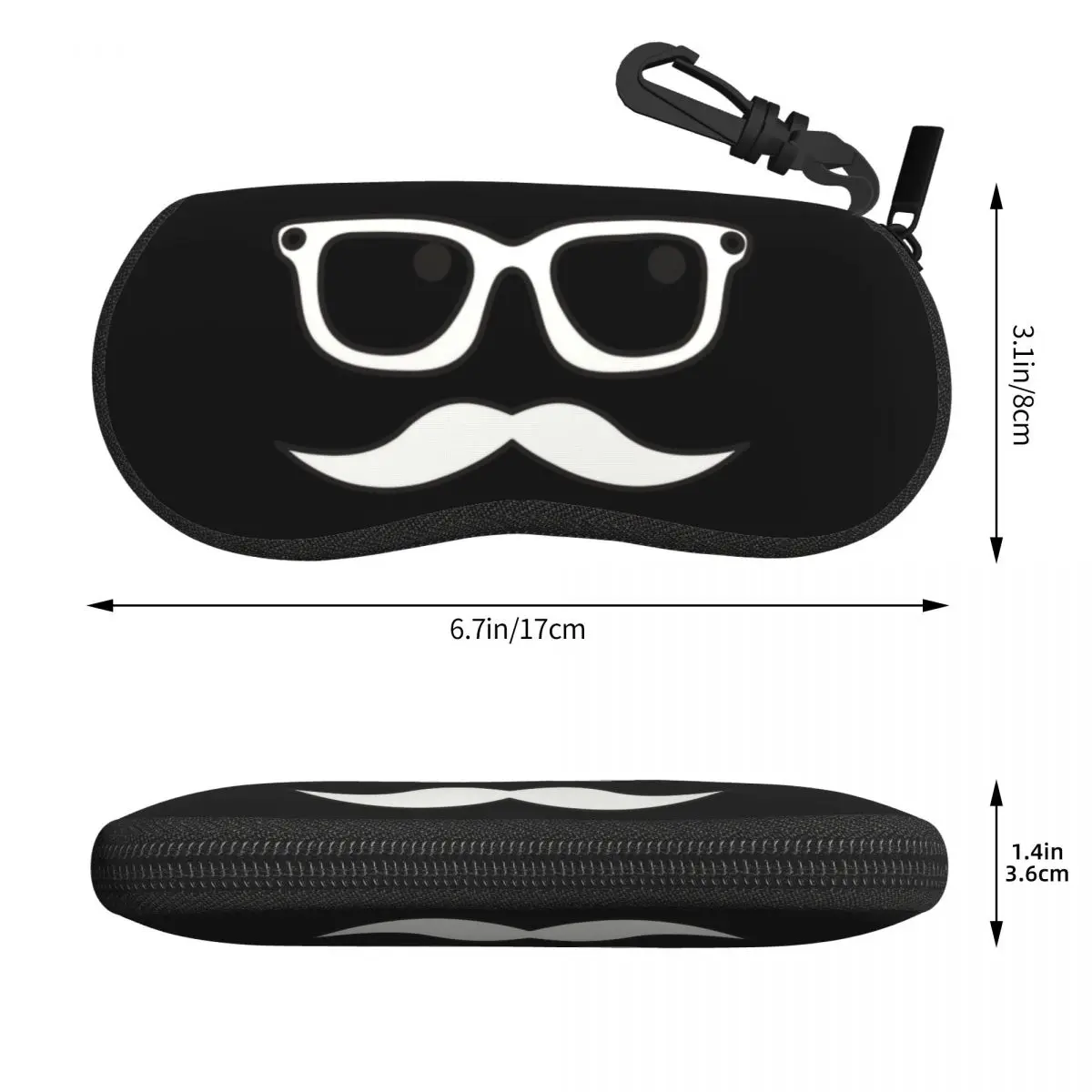 Custom Funny Human Glasses Moustache Sunglasses Soft Case Neoprene Zipper Beard Shell Eyeglass Case Protective Box For Glasses