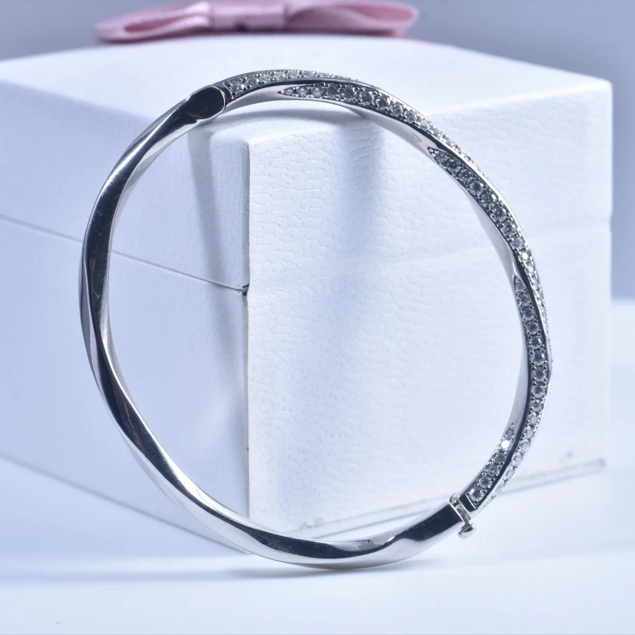 s925 Sterling Silver Bangle for Women Sparkling Cuff Bracelet Fine Jewellery Fashion Accessories