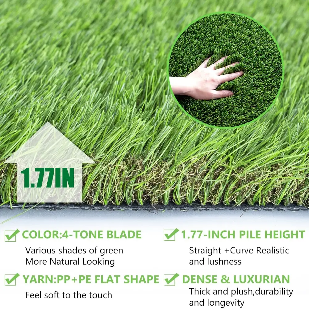 Luxurious Artificial Grass Realistic Turf 5 X 10 Feet,1.57 Inch Pile Height Ultrathick Indoor/Outdoor Dog Fake Faux