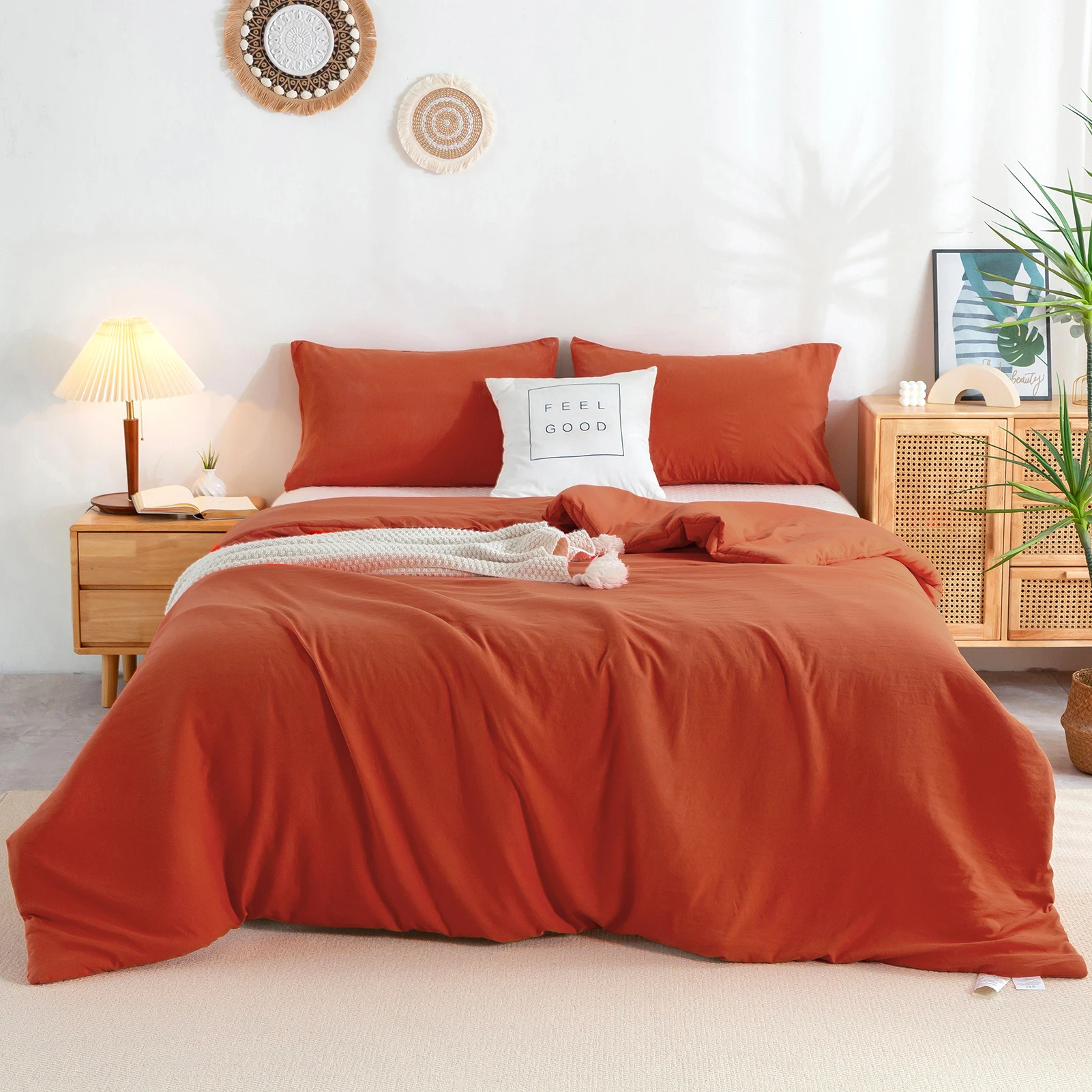 

All Seasons Bedding Comforter Twin Sets Sliky Super Soft Washable Cotton Orange Comy Fluffy Pillow Shams