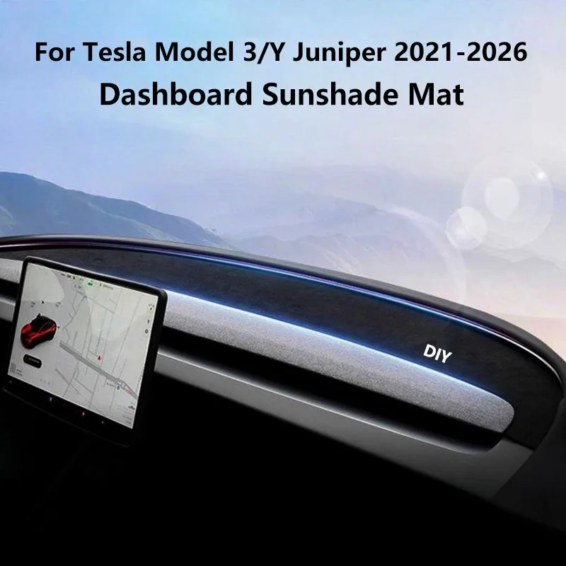 Suede Dashboard Cover For Tesla Model Y Juniper / 3 Highland Center Console Anti-UV Dash Sunshield Pad Non-slip Car Accessories