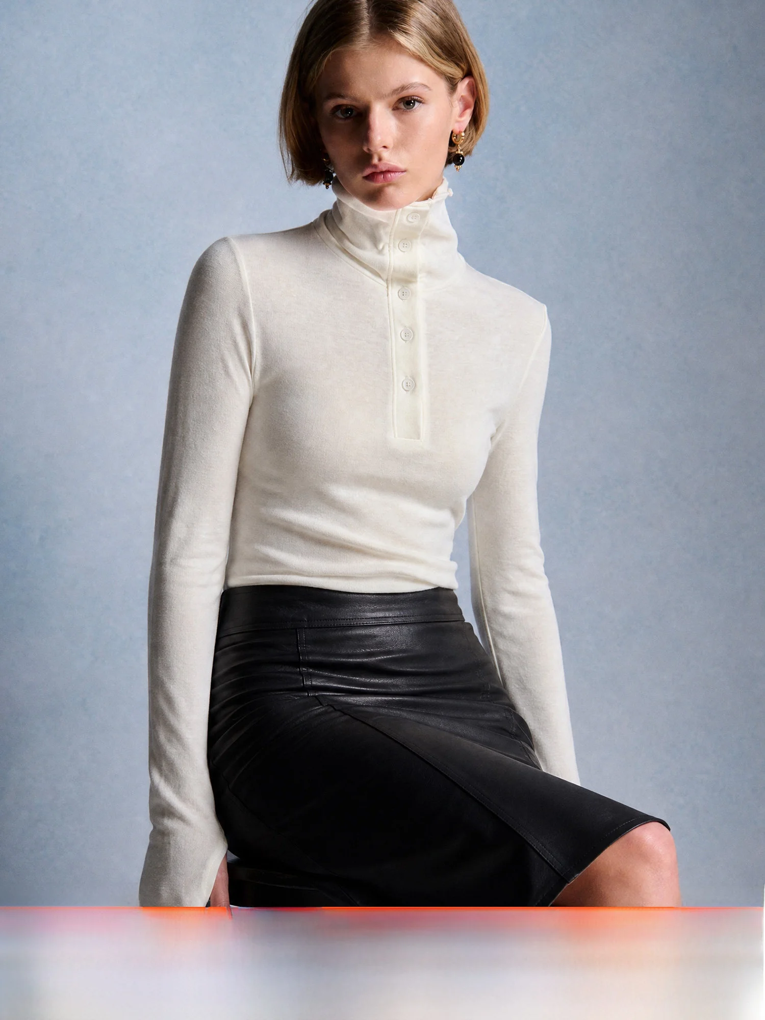 Double-Sided Knitted Base Layer Shirt Long Sleeve High Collar Slimming T-Shirt Women's Casual Style Comfortable Breathable Co...