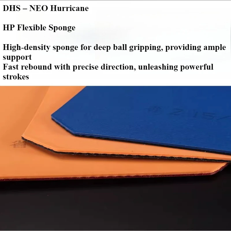 مطاط تنس الطاولة DHS NEO Hurricane 3 الأصلي مع إسفنجة زرقاء/برتقالية صلبة 38 ° -41 ° مطاط بينج بونج للهجوم السريع وحلقة ITTF #5