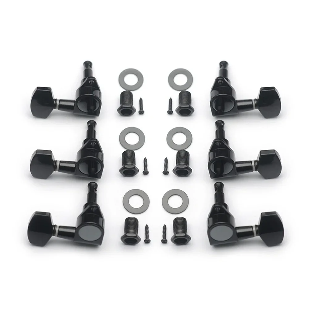 Black Guitar Tuners Steel Gear Construction Smooth Operation Compact Lightweight For Guitar Repair For Electric Guitar