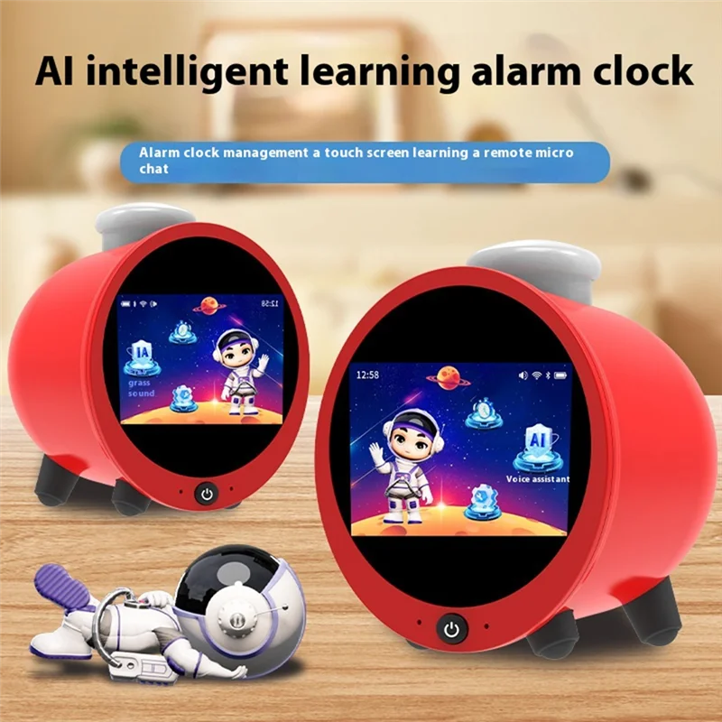 Y43A-Wifi-Enabled AI Sound Alarm Clock, Fun Brain Clock With LCD Touch Screen For Desktop