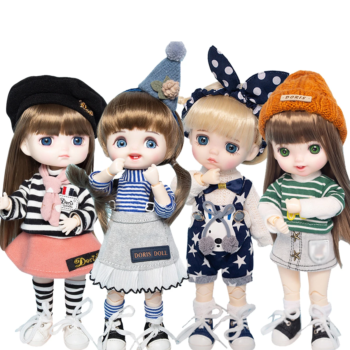 YUTOTUE 1/8 BJD Doll 22.5cm Girl Doll Full Set Outfits Wigs with 3 Pair Changeable Eyes Kids Toy DIY