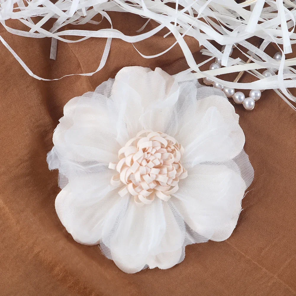 10pcs 9.2cm Handmade Fabric Artificial Lace Flower For Bridal Wedding Headpieces DIY Accessories For Hair Clips