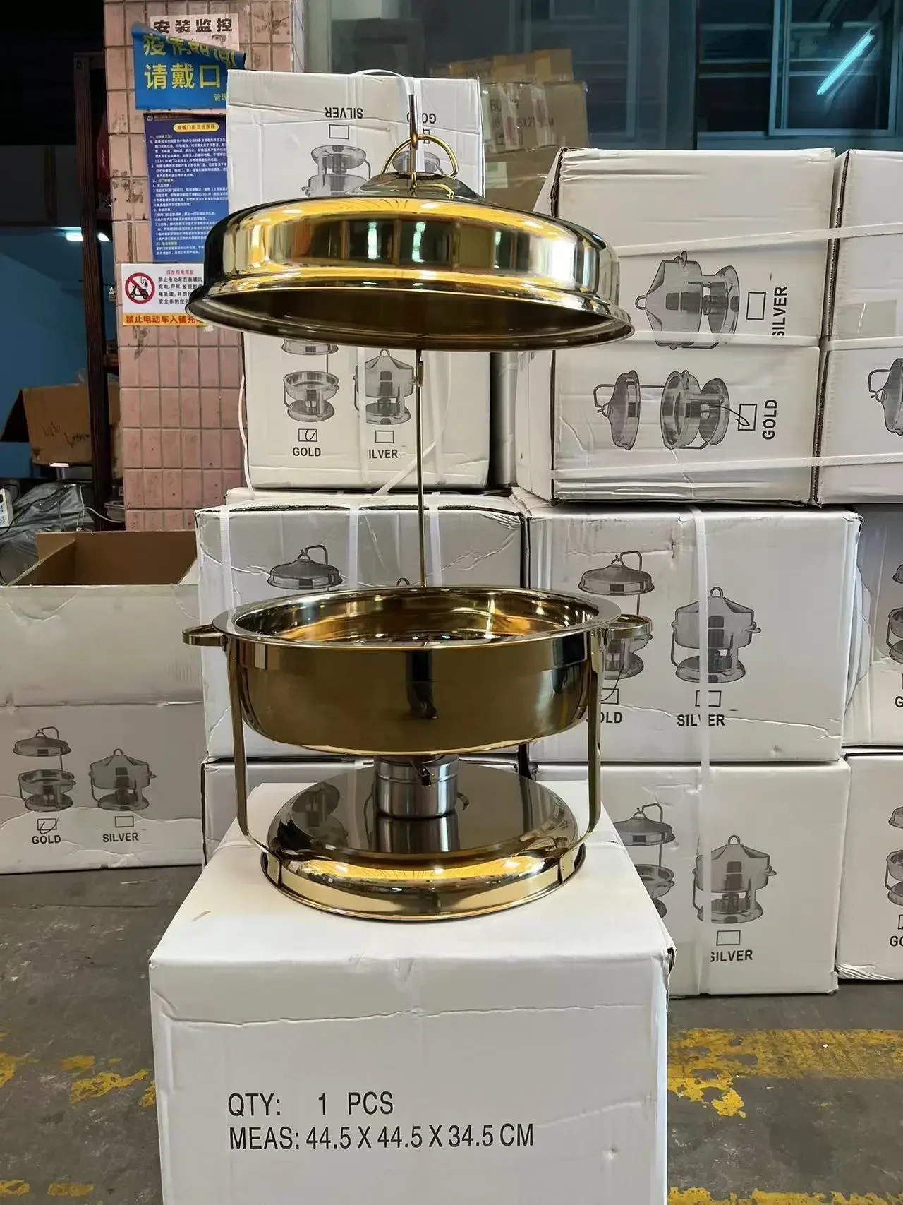 New Arrival 201Stainless Steel Food Warmer Golden Chaffing Dishes Buffet Catering 9L Gold Chafing Dish