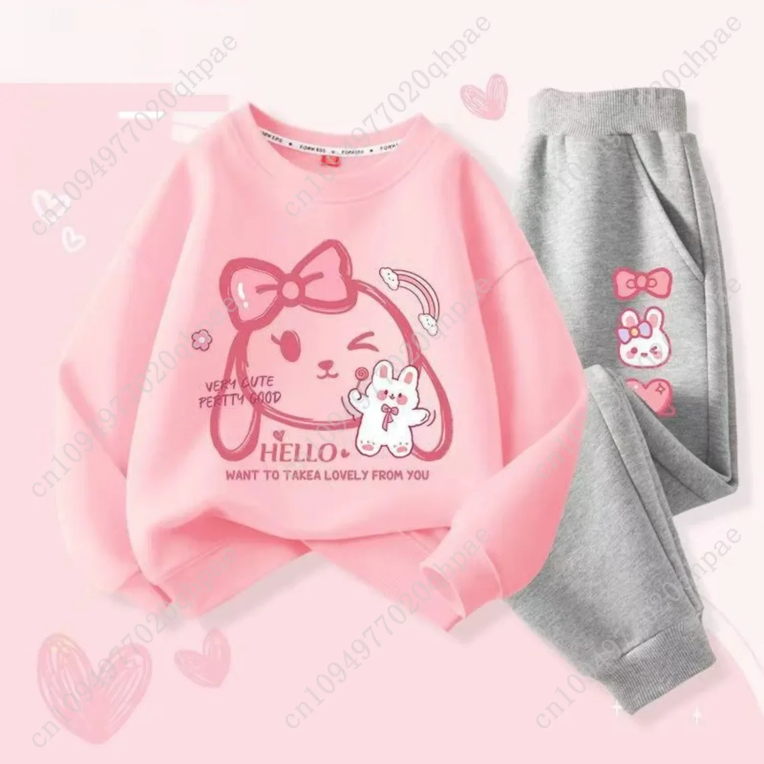 Herbst Baby Mädchen Kleidung Set Kind Herz Gedruckt Sweatshirts Pullover Top Und Hosen 2 Stück Anzug Kinder Süße Trainingsanzüge
