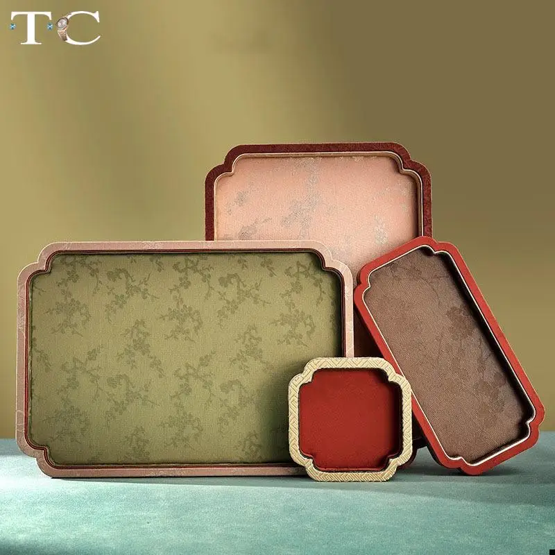 Fabric Jewelry Display Trays with Chinese-Style Patterns Suitable for Bracelets Necklaces Pendants and Bead Strings