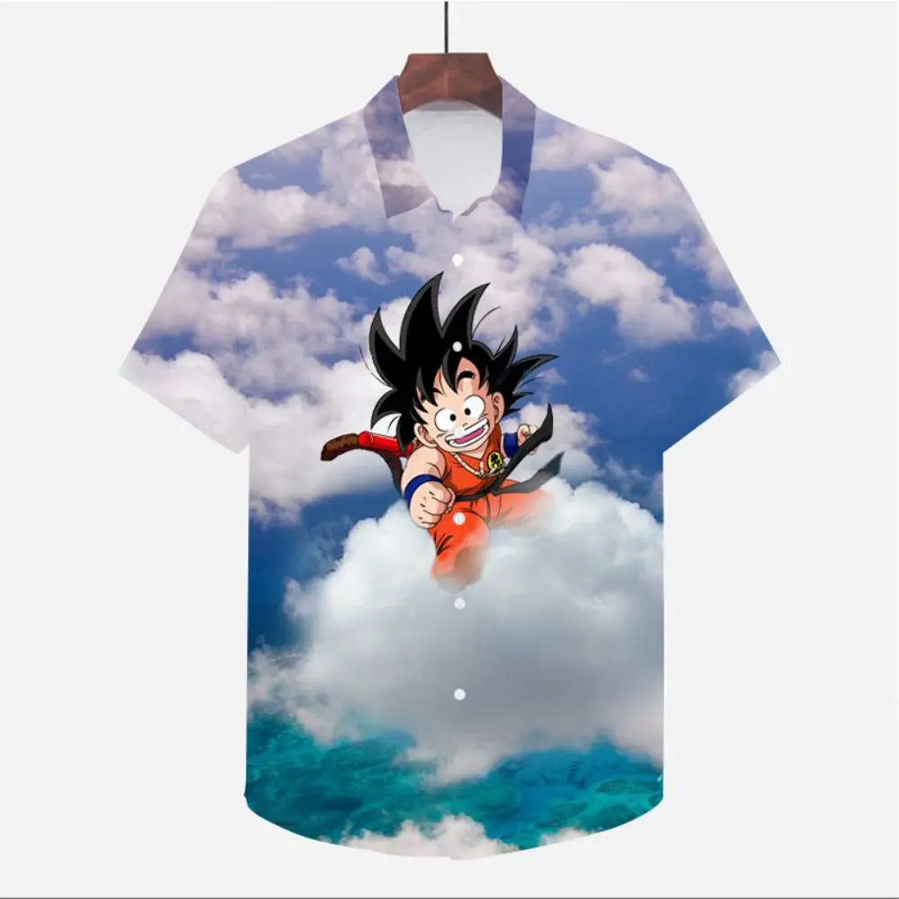 Roupas masculinas viagem à beira-mar dragon ball z camisa anime verão streetwear estilo praia goku vegeta bonito 5xl oversized legal harajuku
