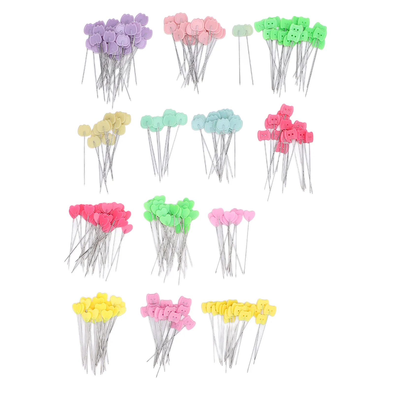 Flat Head Straight Pins Set Versatile Sewing Pin Set Portable Cute Pattern Easy Grip Stainless Steel for Craft Projects