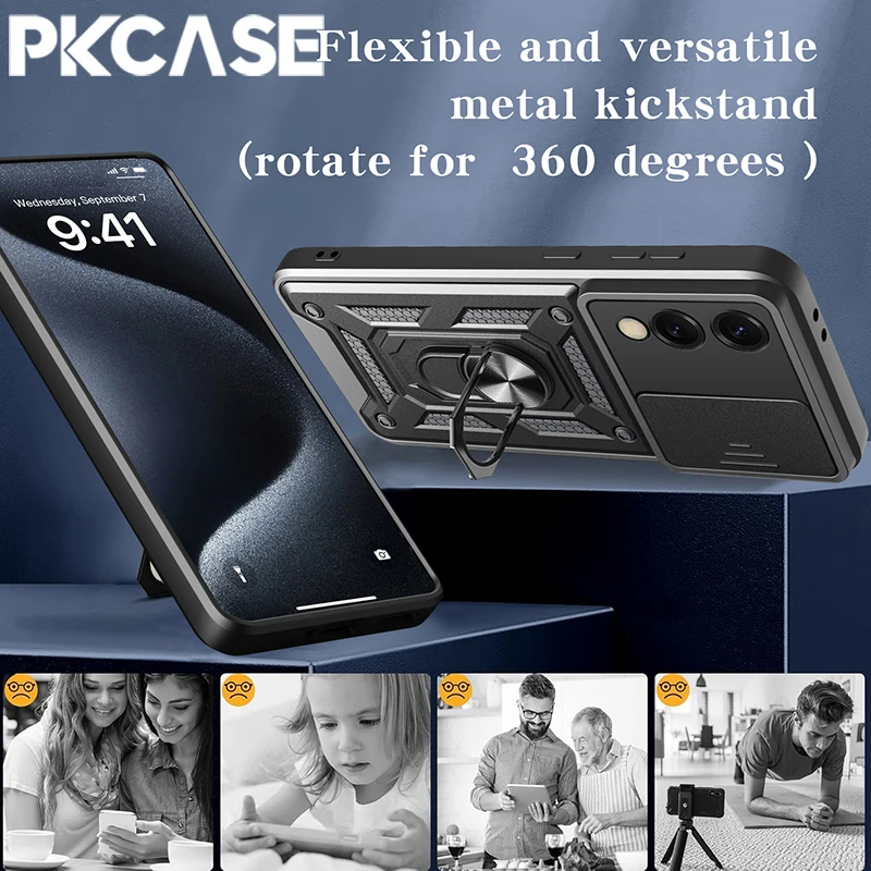 PKCASE Slide Camera Lens Case For Samsung S26 S25 Edge S24 S23 FE Plus Ultra A57 A37 A07 A56 A36 A26 A16 A06 Bumpers Armor Cover