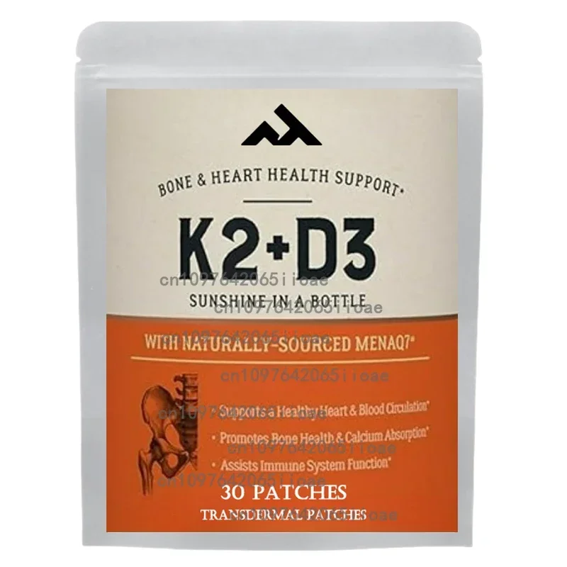 

30 Patches Vitamin D3 K2 Transdermal Patches with Vitamin K2 As Mk-7 Calcium Absorption & Immune