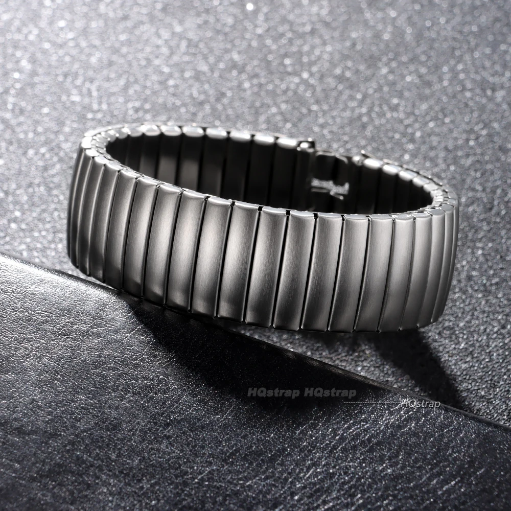 Elastisches Edelstahl-Uhrenarmband für Swatch, 17 mm, 20 mm, Herren und Damen, Metall-Stretch-Erweiterungsarmband, poliertes mattes Armband – Detail 5