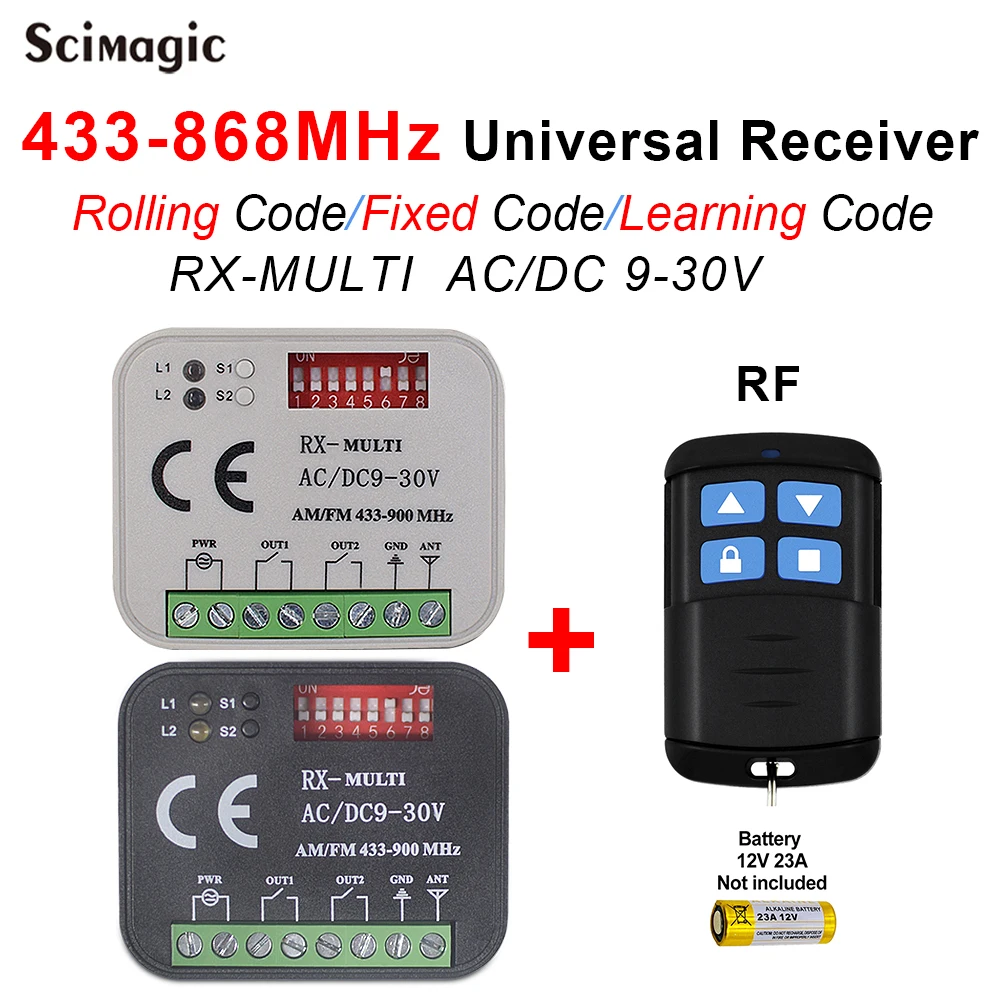 Tuya WiFi Control or 433MHz 868 MHz RF Remote Control Switch Module RX MULTI AC/DC 9-30 85-250V Receiver Garage Door Transmitter