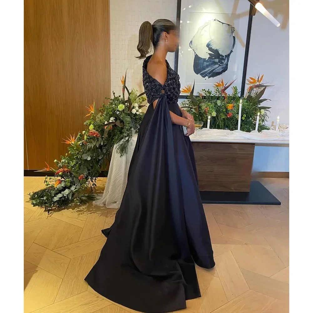 맞춤형 고품질 비즈 장식 코트 트레인 블루 여성 드레스 바닥 길이 지퍼 드레스 세레모니아 우아한 여성용 프롬 드레스