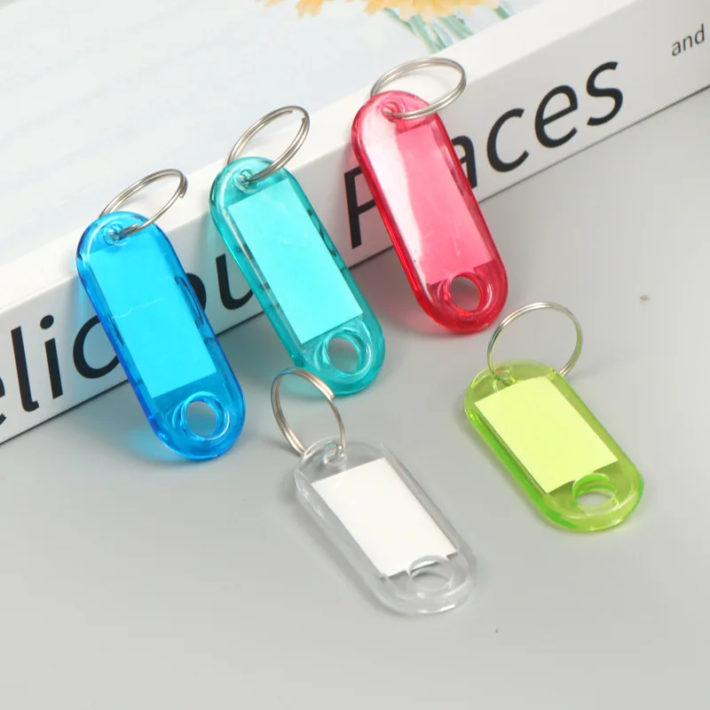10pcsCreative Category Tag Keychain Double Sided Clear Crystal Office Keychain Tag Luggage Tag Keychain Convenient And Practical