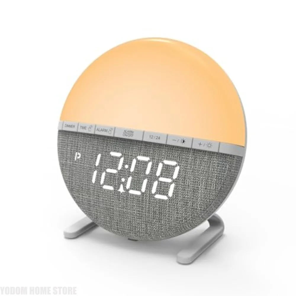 Sunrise Wake-up Light Alarm Clock, Equipped with Ambient Light and Natural Sounds for Sleep Aids, Enhances Sleep Quality