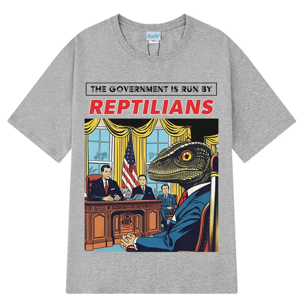 الحكومة تشغيل الزواحف مضحك تي شيرت تقليدي الرجال النساء Harajuku المتضخم تي شيرت قصيرة الأكمام القطن تي شيرت غير رسمي #3
