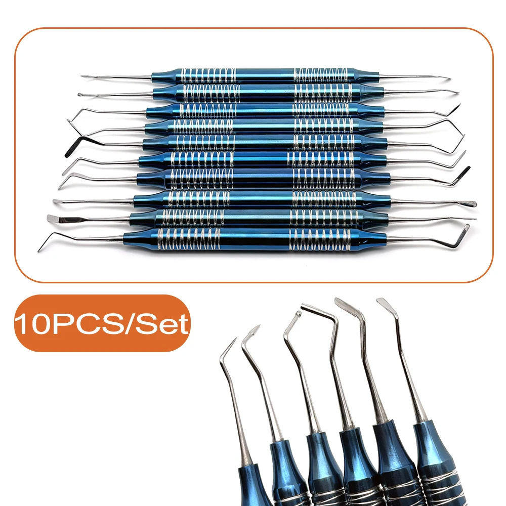 10Pcs Dental Composite Resin Filling Spatula Dental stainless steel blue plating Aesthetic Restoration Kit Dentistry Instrument