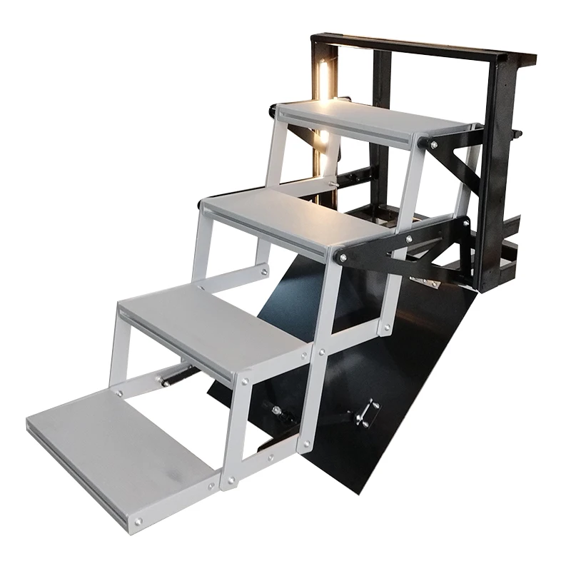 

Campervan Adjustable Height Four Steps of Motorhome RV with Non-Slip & Aluminum Invisible Step for Prefab Houses Motorhome Steps