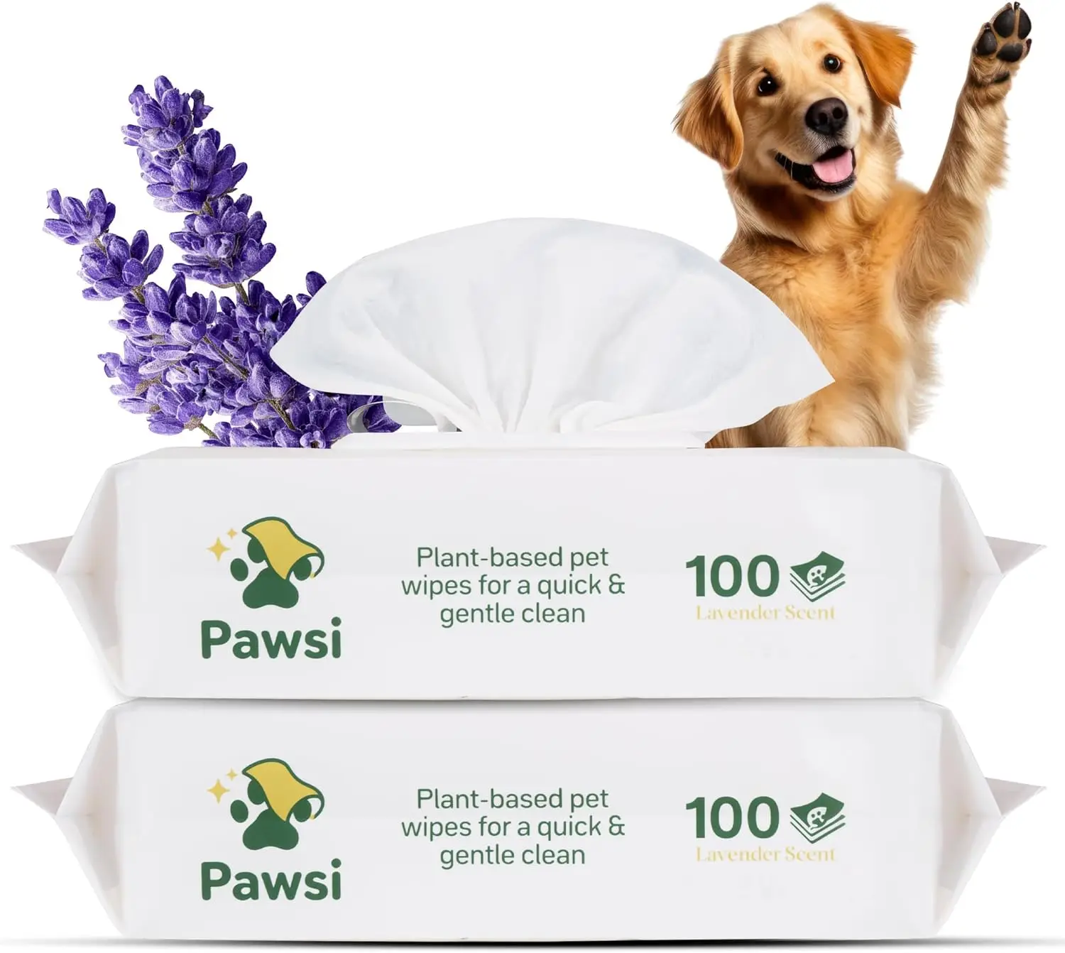 

Hypoallergenic Pet Grooming Wipes for Paws Body and Butt Lavender Scented Cleaning and Hydrating 200 Count