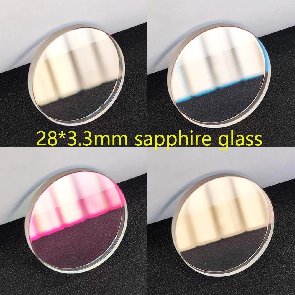 

28 мм * 3,3 мм плоское сапфировое стекло, маленькая фаска, антибликовое покрытие, стекло для часов, детали для часов, подходят для SKX007 SRPD51K1