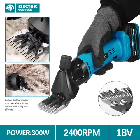 Electric Goddess Cordless Sheep Sheaars 300W Electric Wool Shears Goat Horse Hair Scissor Farm Tool For Makita 18V Battery Pin